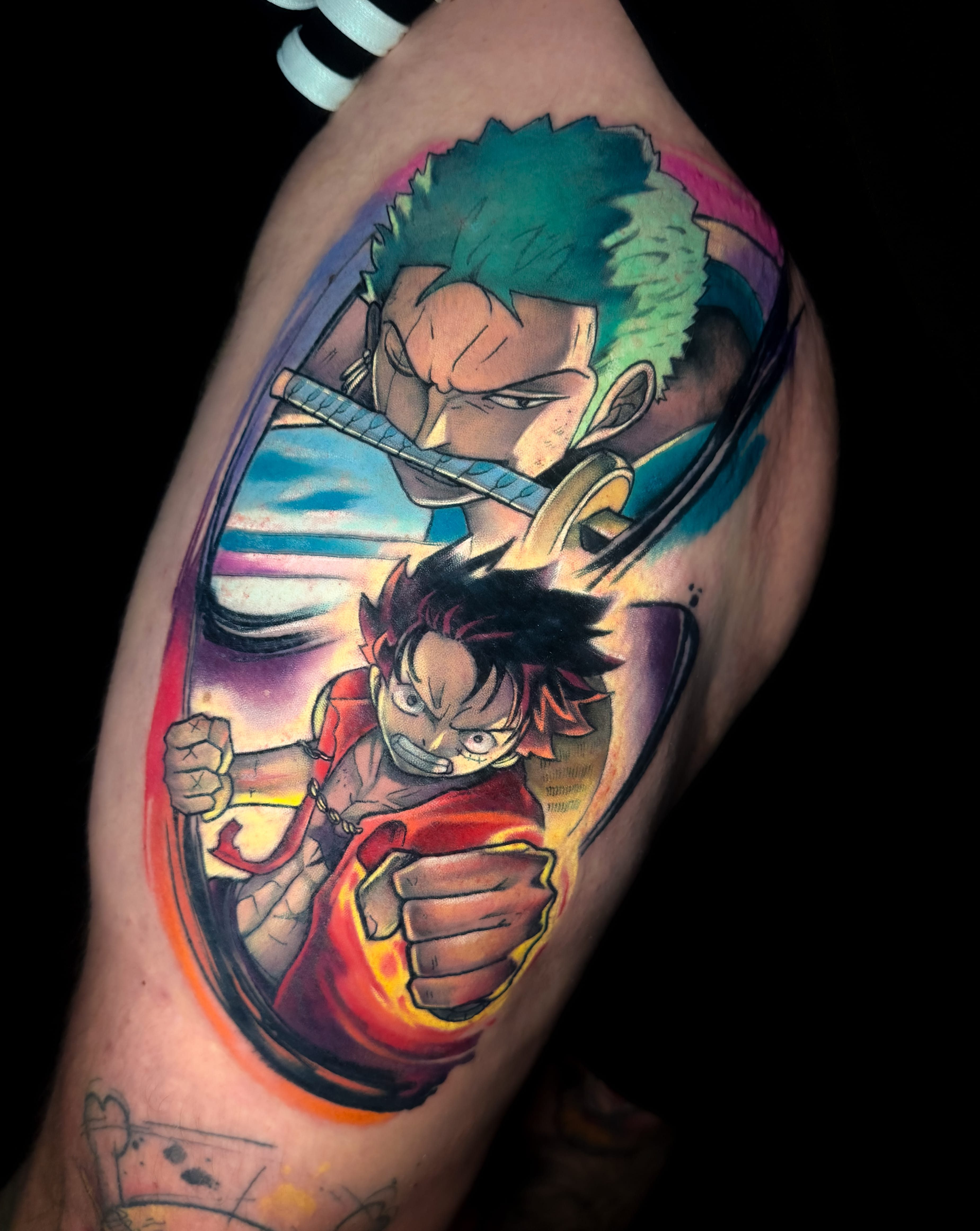 Personajes anime con gradiente degradado — acuarela color